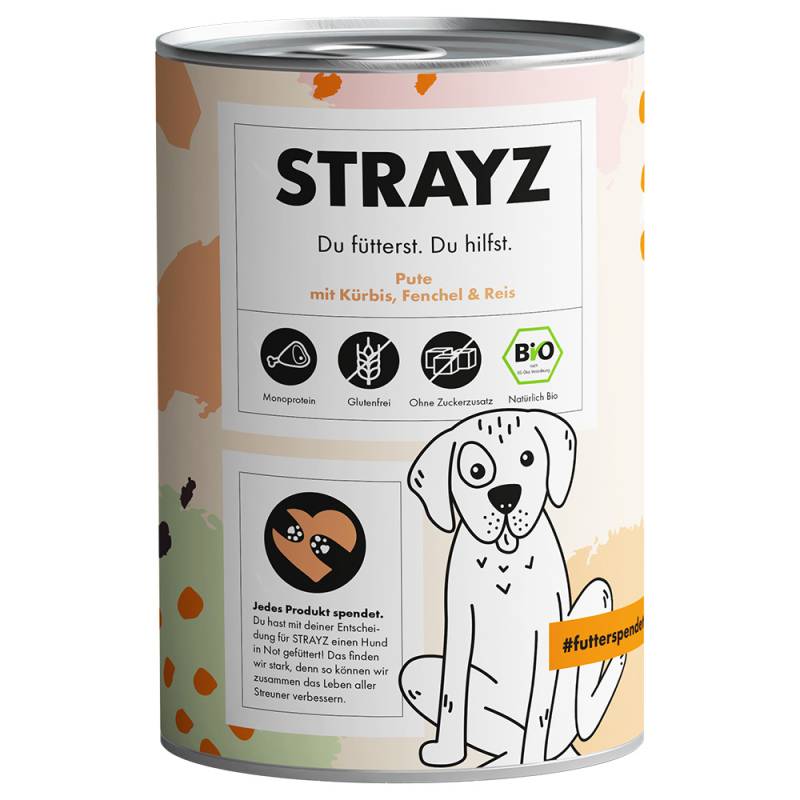 STRAYZ BIO 6 x 400 g - Bio-Pute mit Bio-Kürbis, Bio-Fenchel & Bio-Reis von STRAYZ