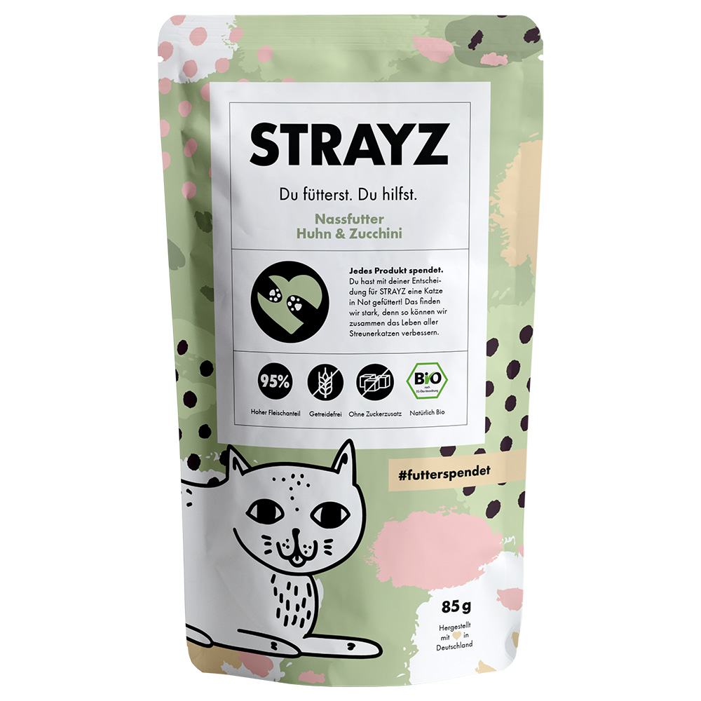 STRAYZ BIO Pouch 6 x 85 g - Bio-Huhn & Bio-Zucchini von STRAYZ