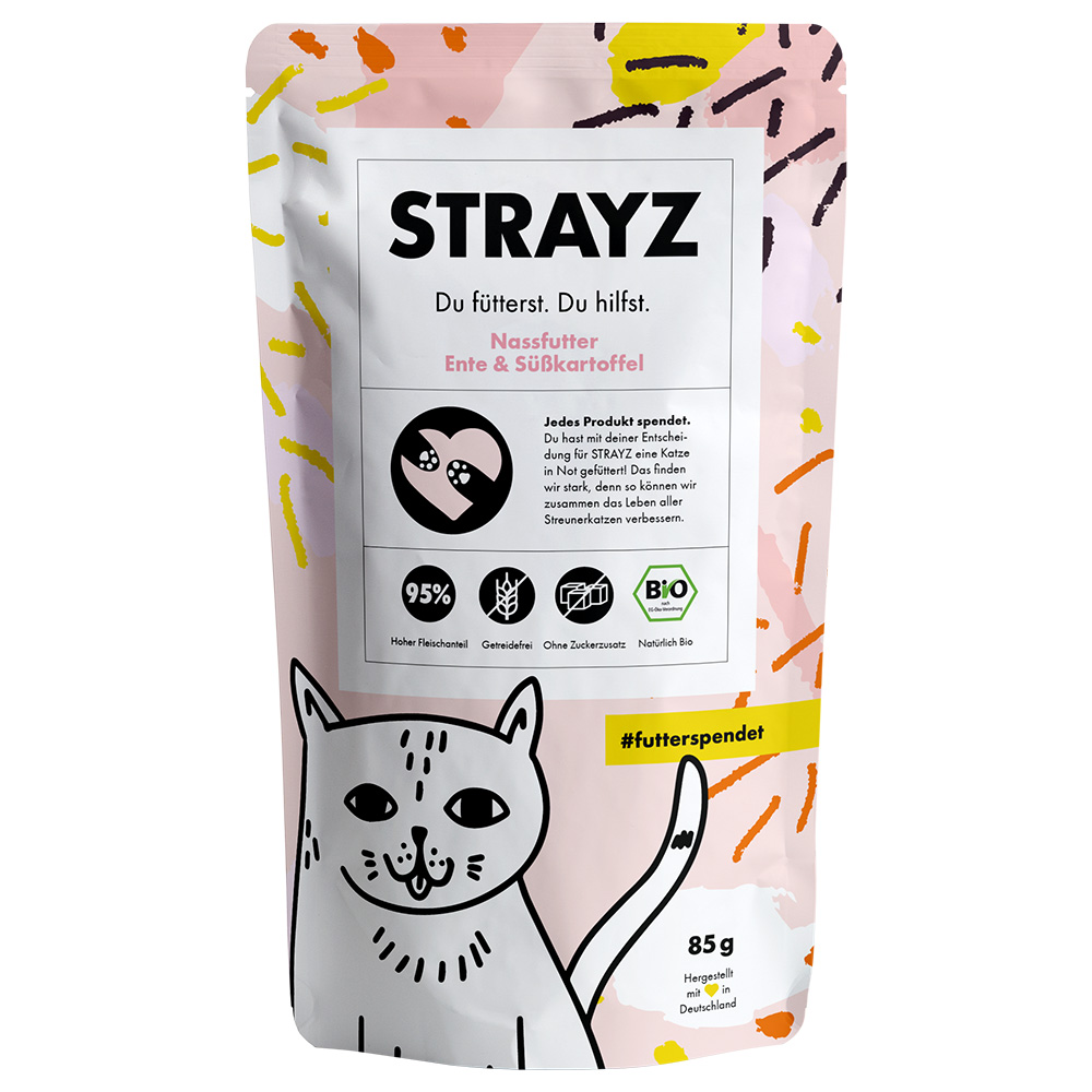 Sparpaket STRAYZ BIO Pouch 12 x 85 g - Bio-Ente & Bio-Süßkartoffel von STRAYZ