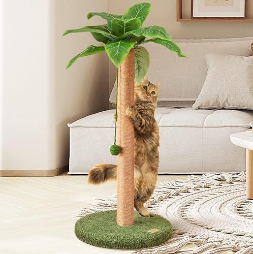 STREAMVOY Katzenkratzbaum mit Ballspielzeug - Sisal-Katzenturm, kippsichere Basis & interaktiver hängender Ball, einfache Einrichtung für alle Katzen (23,6, Grün) von STREAMVOY