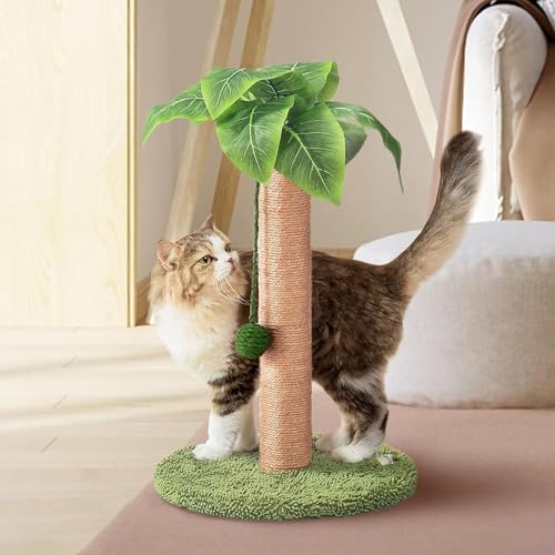 STREAMVOY Kratzbaum mit Ballspielzeug - Sisal-Katzenturm, kippsichere Basis & interaktiver hängender Ball, einfache Einrichtung für alle Katzen (33, Grün) von STREAMVOY