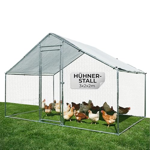 STREND PRO Hühnerstall aus Metall 6 m² 3x2x2m – Outdoor Freigehege für Hühner mit Sicherheitsschloss | Voliere | Hühnerkäfig | Gehege | Hühnerauslauf | Einfach zu montieren | Enten, Kaninchen, Gänse von STREND PRO