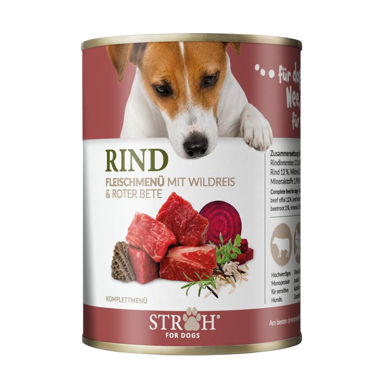 STRÖH for Dogs - Rind 400g 6er Pack mit Wildreis, Rote Beete & Kräutern STRÖH for Dogs - Rind 400g 6er Pack mit Wildreis, Rote Beete & Kräutern von STRÖH for Dogs