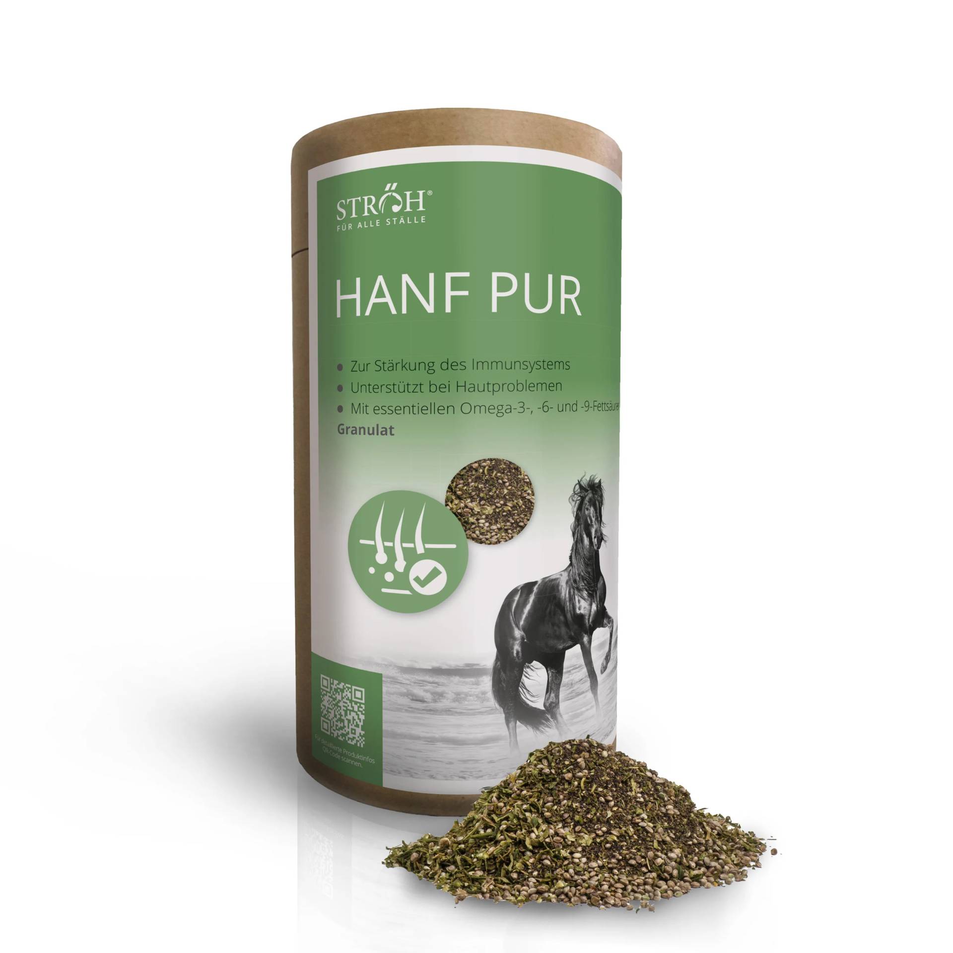 STRÖH Hanf Pur 0,8 kg Feedbox Dose Mit allen wichtigen Omega-Fettsäuren von STRÖH