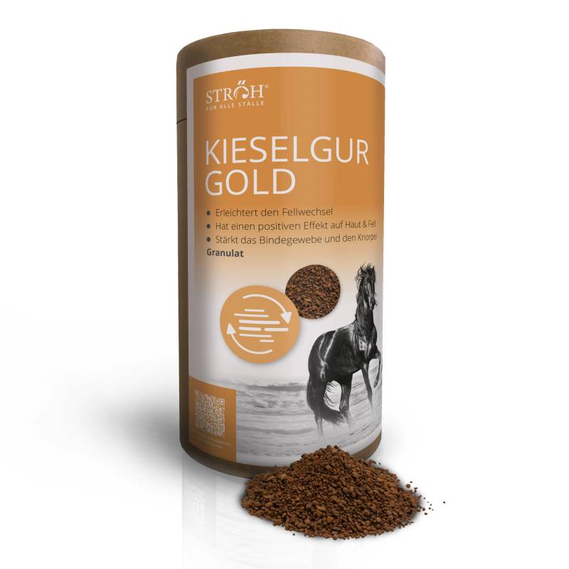 STRÖH Kieselgur Gold - 1,7 kg Feedbox Dose Für Fell, Haut, Hufe und Bindegewebe von STRÖH