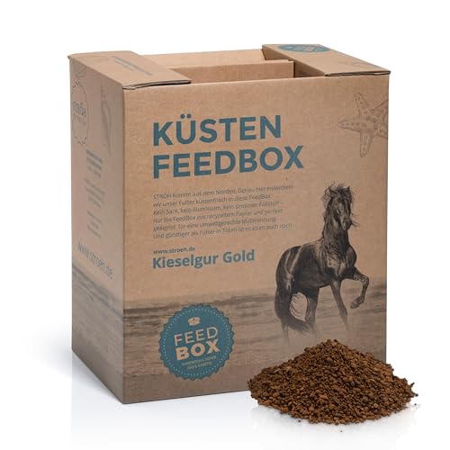 STRÖH Kieselgur Gold & Algen Pferd (13kg Feedbox) • Zur Unterstützung von Stoffwechsel & Fellwachstum • Mineralfutter für Pferde von STRÖH