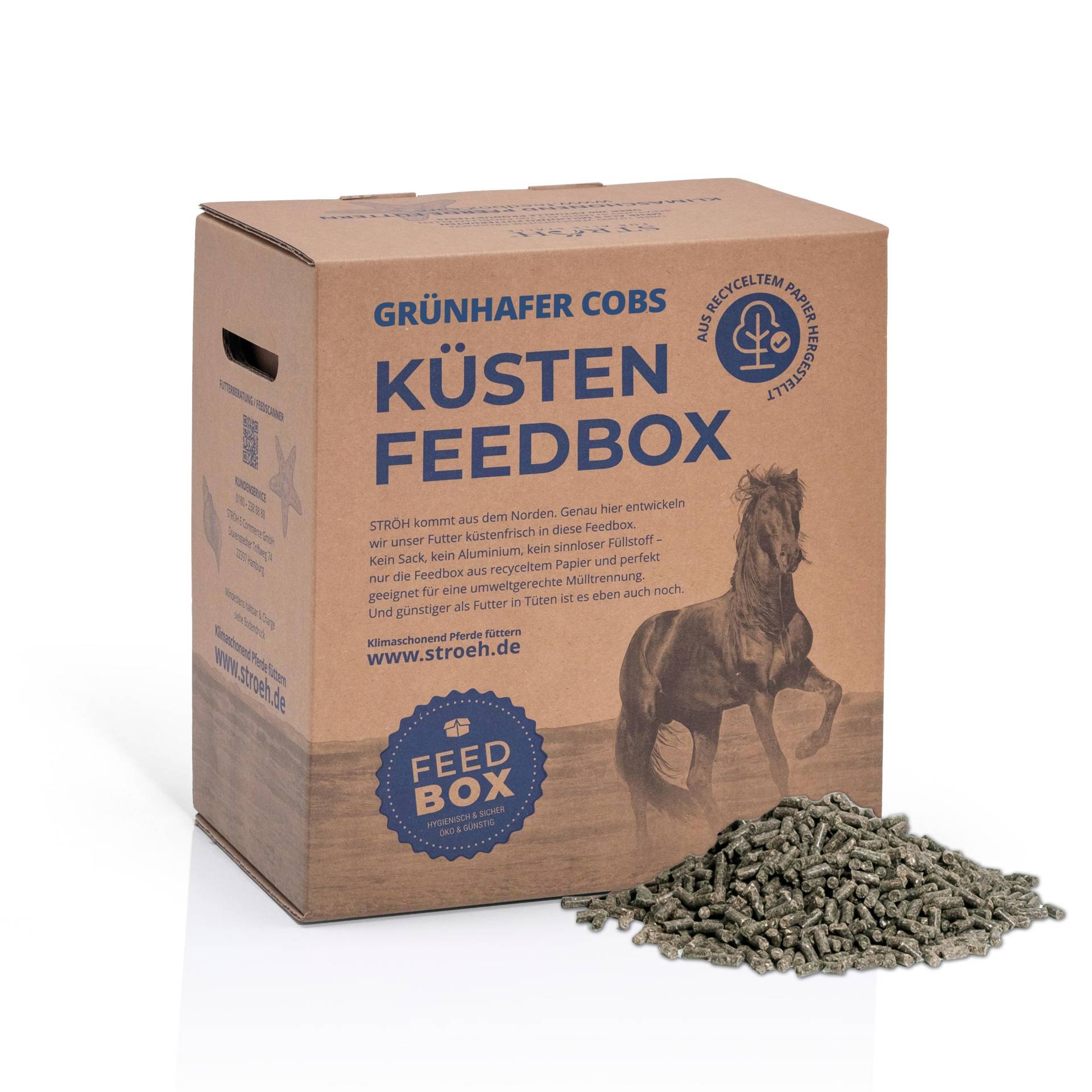 STRÖH Küsten Grünhafer Cobs 9 kg Feedbox Raufutterersatz mit niedrigem Stärkegehalt STRÖH Küsten Grünhafer Cobs 9 kg Feedbox Raufutterersatz mit niedrigem Stärkegehalt von STRÖH