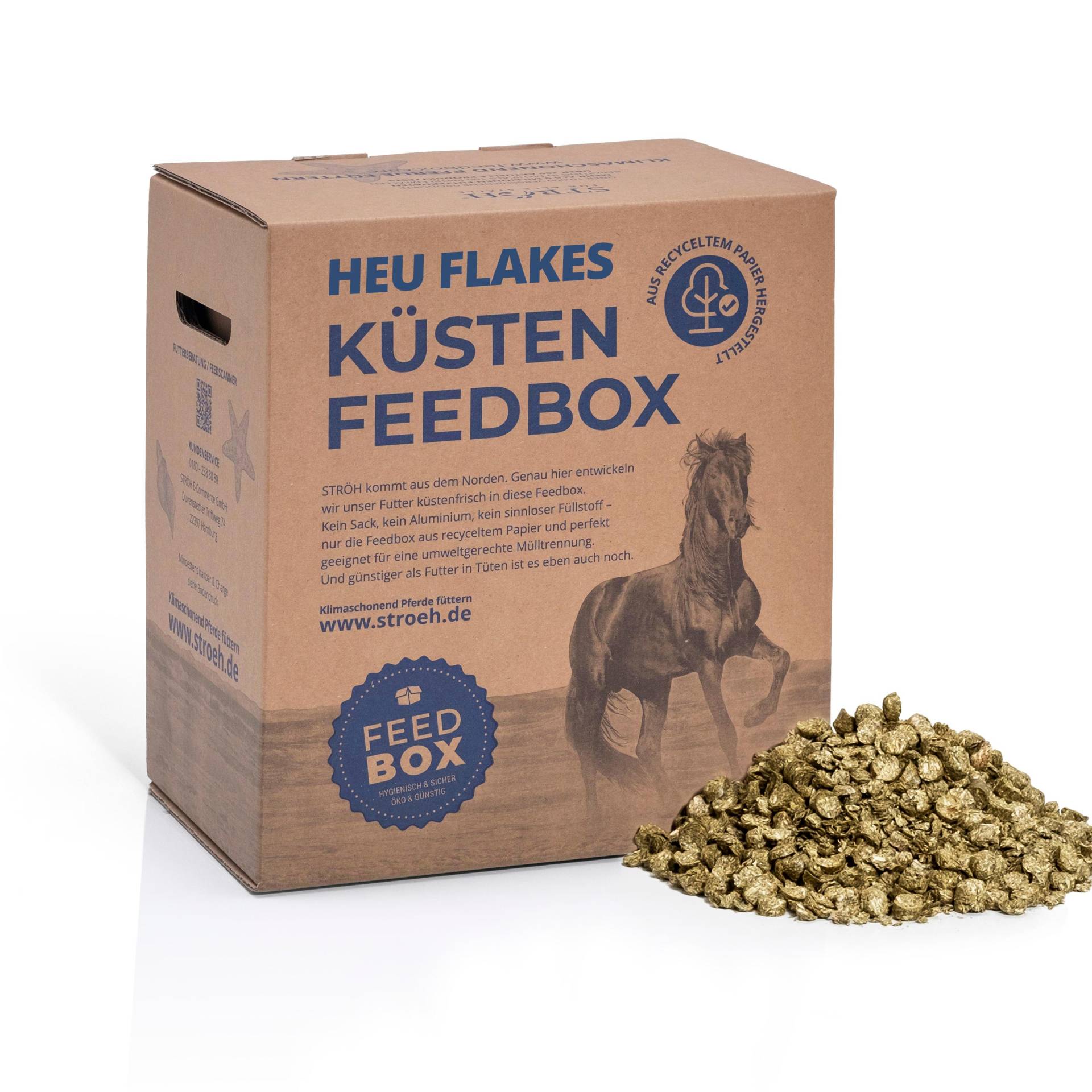 STRÖH Küsten Heu Flakes 25kg Feedbox Fluffiges Raufutter – stärke- und zuckerarm STRÖH Küsten Heu Flakes 25kg Feedbox Fluffiges Raufutter – stärke- und zuckerarm von STRÖH
