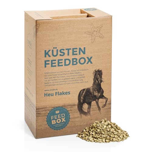 STRÖH Küsten Heu Flakes Pferd (25kg) • Rohfaserreiches Raufutter für alle Pferde • Fluffige Heucobs als Grundfutter-Ersatz von STRÖH