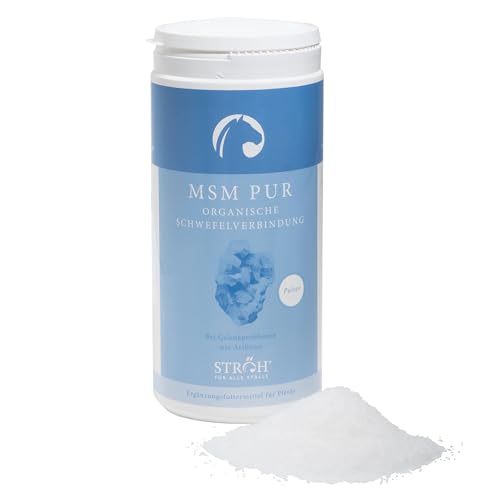 STRÖH MSM Pur Pferd (1kg) • Methylsulfonylmethan Pulver für Pferde • Zusatzfutter zur Unterstützung von Gelenken, Haut, Fell & Hufen • Ergänzungsfutter für mehr Bewegungsfreude von STRÖH