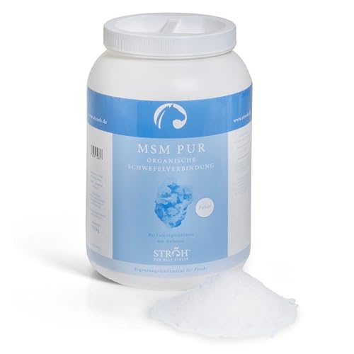 STRÖH MSM Pur Pferd (2,5kg) • Methylsulfonylmethan Pulver für Pferde • Zusatzfutter zur Unterstützung von Gelenken, Haut, Fell & Hufen • Ergänzungsfutter für mehr Bewegungsfreude von STRÖH