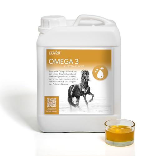 STRÖH "Omega 3" (2,5l Kanister) für Pferde • Omega 3 Fettsäuren aus Leinöl, Traubenkernöl & Fischöl • Omega 3 Öl Pferd von STRÖH