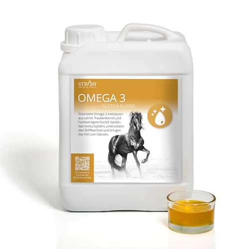 STRÖH Omega 3" (5l Kanister) für Pferde • Omega 3 Fettsäuren aus Leinöl, Traubenkernöl & Fischöl • Omega 3 Öl Pferd von STRÖH