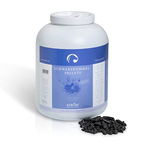 STRÖH Schwarzkümmelpellets Pferd (4kg) • 100% kaltgepresst • Pellets aus Schwarzkümmel mit Schwarzkümmelöl • Kümmel für Pferde von STRÖH