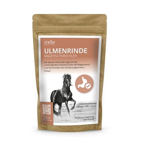 STRÖH Ulmenrinde Pulver für Pferde (300g) • Natürliche Unterstützung für Magen und Darm • Fein gemahlen • Magenschmeichler Pferd • Zusatzfutter Pferde • Naturprodukt+C11:E11 von STRÖH