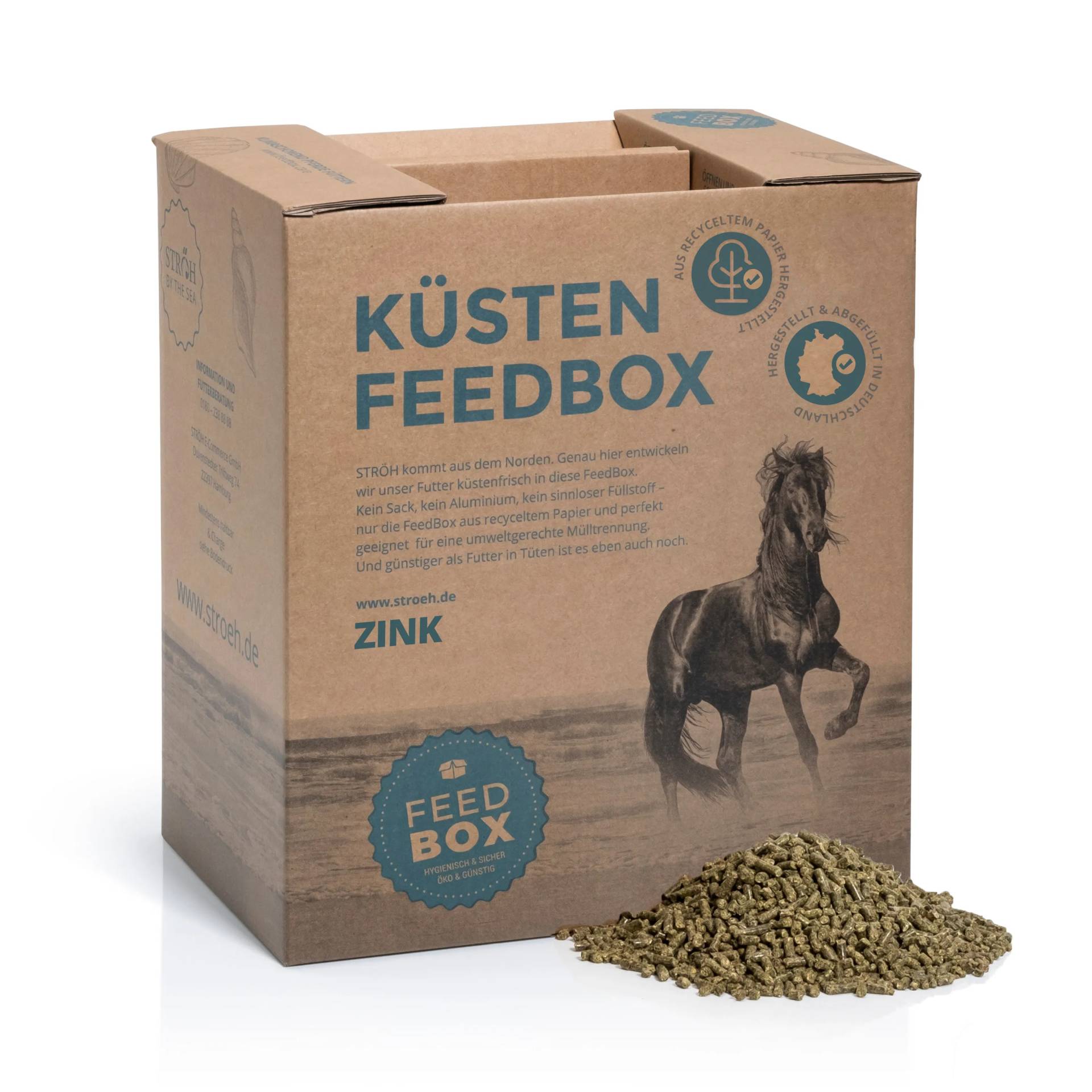 STRÖH Zink 11kg Feedbox Getreidefrei - für Huf, Fell und Immunsystem von STRÖH