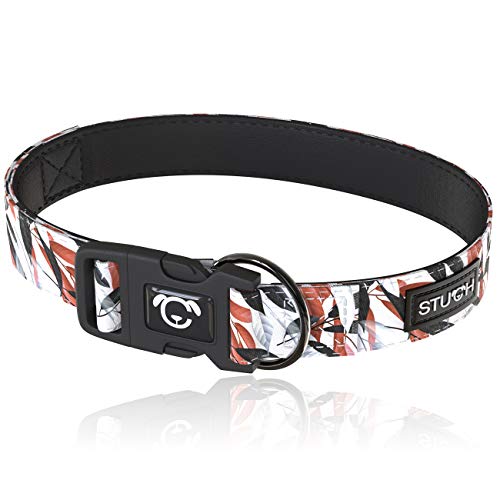 STUCH ® Hundehalsband - verstellbares und gepolstertes Nylon Hunde Halsband - Für kleine, mittlere und große Hunde (L (47-72cm), Bunt (Blätter)) von STUCH