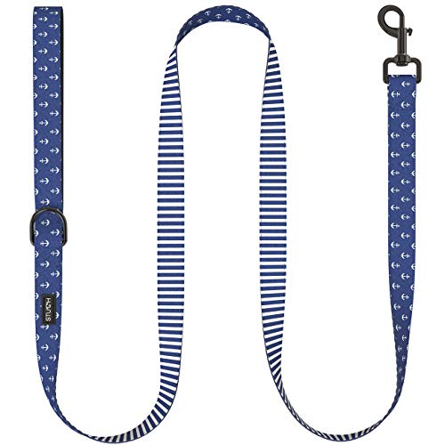 STUCH ® Hundeleine - 1,53m Länge - Duo Style - Nylon Hunde Leine mit gepolsterten Handgriffen - Für kleine, mittlere und große Hunde (L (2,5cm x 153cm), Blau (Anker)) von STUCH