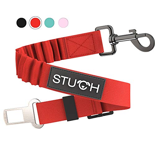 STUCH Universeller Bungee Sicherheitsgurt für Hunde & Katzen - Passend für alle Hunderassen & Autotypen (Farbe Rot) von STUCH