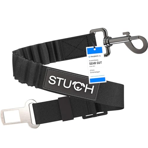 STUCH Universeller Bungee Sicherheitsgurt für Hunde & Katzen - Passend für alle Hunderassen & Autotypen (Farbe Schwarz) OneSize von STUCH