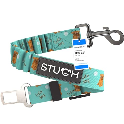 STUCH Universeller Bungee Sicherheitsgurt für Hunde & Katzen - Passend für alle Hunderassen & Autotypen (Farbe Türkis) OneSize von STUCH