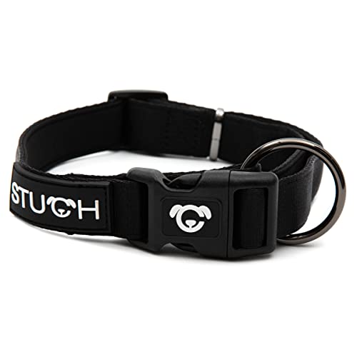 STUCH Hundehalsband - verstellbares und gepolstertes Nylon Hunde Halsband - Für kleine, mittlere und große Hunde, Farbe:Schwarz, Größe:L (2,5cm x 39-62cm) von STUCH