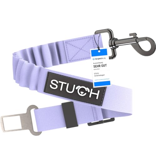 STUCH Universeller Bungee Sicherheitsgurt für Hunde & Katzen - Passend für alle Hunderassen & Autotypen (Farbe Flieder) OneSize von STUCH