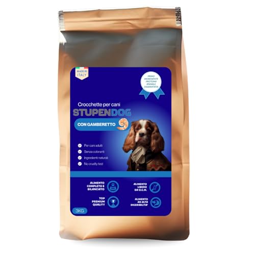 Kroketten für erwachsene Hunde, alle Größen, mit Garnelen, 8 % – reich an tierischen Proteinen und Getreide, natürliches und nährendes Hundefutter, hohe Verdaulichkeit (Beutel mit 3 kg) von STUPENDOG