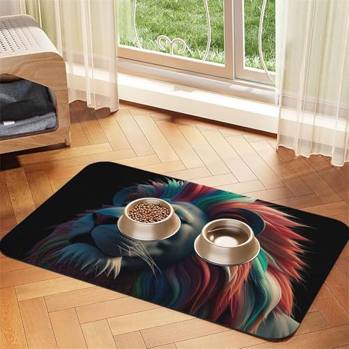 Abstrakte 3D-Kunst-Hundefuttermatten für Böden, 40,6 x 61 cm, rutschfeste, super saugfähige Haustierfuttermatte, Geschirrspüler-Hundematte für Futter und Wasser, niedlich, Gummi, schnell trocknend von STVYUKL