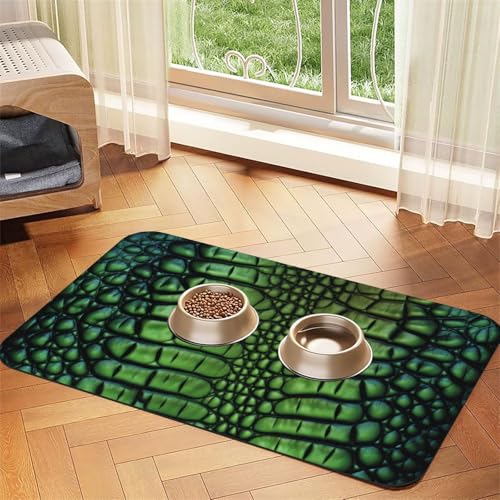 Alligatorhaut Hundefuttermatten für Böden, 30,5 x 45,7 cm, rutschfeste, super saugfähige Haustierfuttermatte, Geschirrspüler-Hundematte für Futter und Wasser, niedlich, Gummi, schnell trocknend von STVYUKL