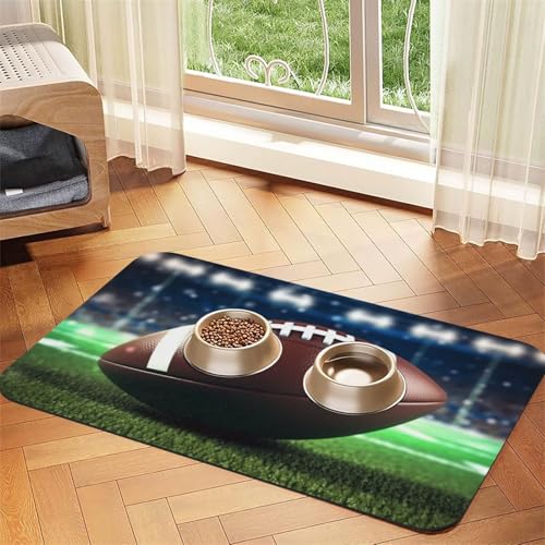 American Football Hundefuttermatten für Böden, 30,5 x 45,7 cm, rutschfeste, super saugfähige Haustierfuttermatte, Geschirrspüler-Hundematte für Futter und Wasser, niedlich, Gummi, schnell trocknend von STVYUKL