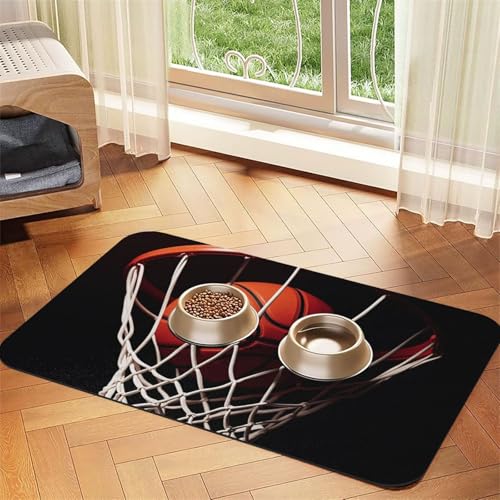 Basketball-Hundefuttermatten für Böden, rutschfest, super saugfähig, für Futter und Wasser, niedlich, Gummi, schnell trocknend, für Hunde, Welpen, Katzen, 40,6 x 61 cm Basketball-Hundefuttermatten für Böden, rutschfest, super saugfähig, für Futter und Wasser, niedlich, Gummi, schnell trocknend, für Hunde, Welpen, Katzen, 40,6 x 61 cm von STVYUKL