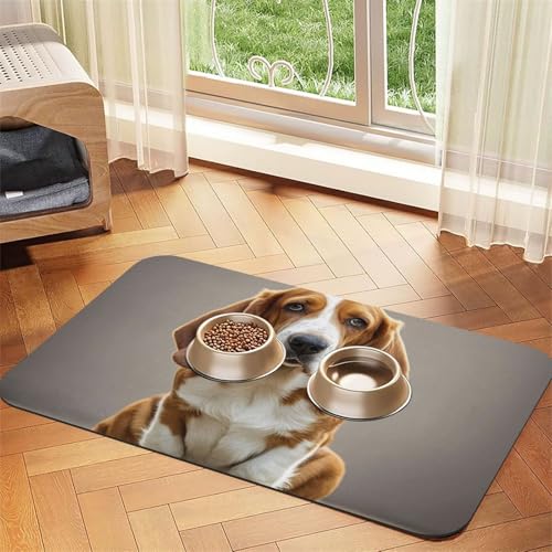 Basset Hound Hundefuttermatten für Böden, rutschfeste, super saugfähige Haustierfuttermatte, Geschirrspüler-Hundematte für Futter und Wasser, niedlich, schnell trocknend, Haustier-Futtermatte für Basset Hound Hundefuttermatten für Böden, rutschfeste, super saugfähige Haustierfuttermatte, Geschirrspüler-Hundematte für Futter und Wasser, niedlich, schnell trocknend, Haustier-Futtermatte für von STVYUKL