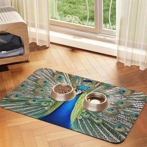 Beauty Pfau Hundefuttermatten für Böden, rutschfest, super saugfähig, für Futter und Wasser, niedlich, Gummi, schnell trocknend, 40,6 x 61 cm, für Hunde, Welpen, Katzen Beauty Pfau Hundefuttermatten für Böden, rutschfest, super saugfähig, für Futter und Wasser, niedlich, Gummi, schnell trocknend, 40,6 x 61 cm, für Hunde, Welpen, Katzen von STVYUKL