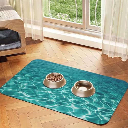 Blue Aqua Pool Wasser-Hundefuttermatten für Böden, rutschfest, super saugfähig, für Futter und Wasser, niedlich, Gummi, schnell trocknend, für Hunde, Welpen, Katzen, 40,6 x 61 cm Blue Aqua Pool Wasser-Hundefuttermatten für Böden, rutschfest, super saugfähig, für Futter und Wasser, niedlich, Gummi, schnell trocknend, für Hunde, Welpen, Katzen, 40,6 x 61 cm von STVYUKL