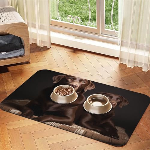 Braune Labrador Retriever Hundefuttermatten für Böden, rutschfest, super saugfähig, für Futter und Wasser, niedlich, Gummi, schnell trocknend, für Hunde, Welpen, Katzen Braune Labrador Retriever Hundefuttermatten für Böden, rutschfest, super saugfähig, für Futter und Wasser, niedlich, Gummi, schnell trocknend, für Hunde, Welpen, Katzen von STVYUKL