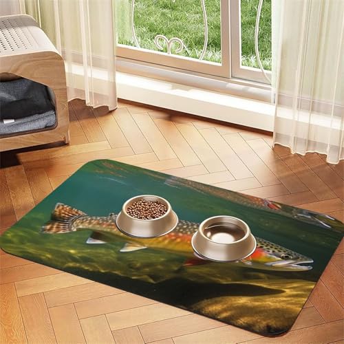 Brook Hundefuttermatten für den Boden, rutschfest, super saugfähig, für Futter und Wasser, niedlich, Gummi, schnell trocknend, 40,6 x 61 cm, für Hunde, Welpen, Katzen Brook Hundefuttermatten für den Boden, rutschfest, super saugfähig, für Futter und Wasser, niedlich, Gummi, schnell trocknend, 40,6 x 61 cm, für Hunde, Welpen, Katzen von STVYUKL