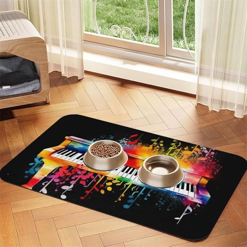 Bunte Hundefuttermatte für Böden, 40,6 x 61 cm, rutschfest, super saugfähig, Geschirrspüler-Hundematte für Futter und Wasser, niedliche, schnell trocknende Haustier-Futtermatte für Hunde, Welpen von STVYUKL