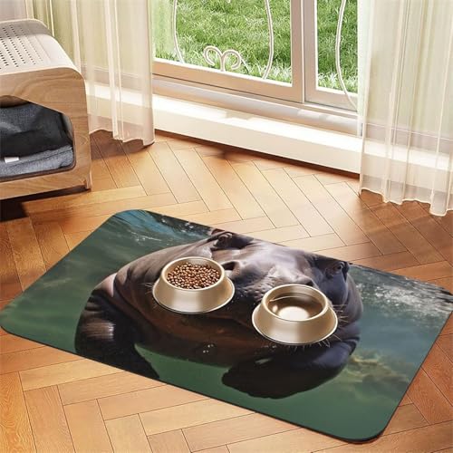 Diving Hippo Hundefuttermatten für Böden, rutschfest, super saugfähig, für Futter und Wasser, niedlich, schnell trocknend, für Hunde, Welpen, Katzen, 30,5 x 45,7 cm Diving Hippo Hundefuttermatten für Böden, rutschfest, super saugfähig, für Futter und Wasser, niedlich, schnell trocknend, für Hunde, Welpen, Katzen, 30,5 x 45,7 cm von STVYUKL