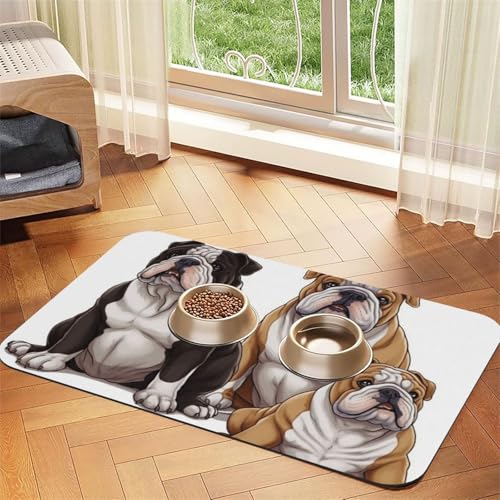 Englische Bulldoggen Hundefuttermatten für Böden, rutschfest, super saugfähig, für Futter und Wasser, niedlich, Gummi, schnell trocknend, für Hunde, Welpen, Katzen, 40,6 x 61 cm Englische Bulldoggen Hundefuttermatten für Böden, rutschfest, super saugfähig, für Futter und Wasser, niedlich, Gummi, schnell trocknend, für Hunde, Welpen, Katzen, 40,6 x 61 cm von STVYUKL