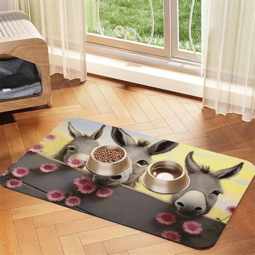 Esel und Blume Hundefuttermatten für Böden, rutschfest, super saugfähig, für Futter und Wasser, niedlich, Gummi, schnell trocknend, für Hunde, Welpen, Katzen, 30,5 x 45,7 cm Esel und Blume Hundefuttermatten für Böden, rutschfest, super saugfähig, für Futter und Wasser, niedlich, Gummi, schnell trocknend, für Hunde, Welpen, Katzen, 30,5 x 45,7 cm von STVYUKL