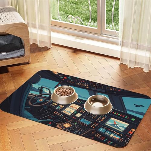 Flugzeug-Hundefuttermatten für Böden, 40,6 x 61 cm, rutschfeste, super saugfähige Haustierfuttermatte, Geschirrspüler-Hundematte für Futter und Wasser, niedlich, Gummi, schnell trocknend von STVYUKL