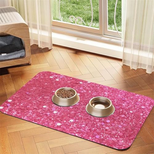Funkelnde rosa Glitzer-Hundefuttermatten für Böden, 30,5 x 45,7 cm, rutschfeste, super saugfähige Haustierfuttermatte, Geschirrspüler-Hundematte für Futter und Wasser, niedlich, schnell trocknend Funkelnde rosa Glitzer-Hundefuttermatten für Böden, 30,5 x 45,7 cm, rutschfeste, super saugfähige Haustierfuttermatte, Geschirrspüler-Hundematte für Futter und Wasser, niedlich, schnell trocknend von STVYUKL