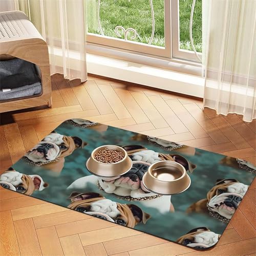 Funny English Bulldog Hundefuttermatten für Böden, rutschfest, super saugfähig, für Futter und Wasser, niedliche, schnell trocknende Haustier-Futtermatte für Hunde, Welpen, Katzen, 40,6 x 61 cm Funny English Bulldog Hundefuttermatten für Böden, rutschfest, super saugfähig, für Futter und Wasser, niedliche, schnell trocknende Haustier-Futtermatte für Hunde, Welpen, Katzen, 40,6 x 61 cm von STVYUKL