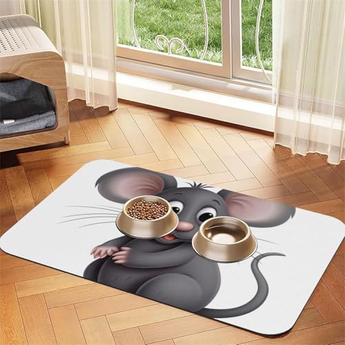 Graue Ratten-Hundefuttermatten für Böden, 30,5 x 45,7 cm, rutschfeste, super saugfähige Haustierfuttermatte, Geschirrspüler-Hundematte für Futter und Wasser, niedlich, Gummi, schnell trocknend Graue Ratten-Hundefuttermatten für Böden, 30,5 x 45,7 cm, rutschfeste, super saugfähige Haustierfuttermatte, Geschirrspüler-Hundematte für Futter und Wasser, niedlich, Gummi, schnell trocknend von STVYUKL