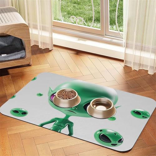 Green Alien Hundefuttermatten für Böden, rutschfest, super saugfähig, für Futter und Wasser, niedlich, Gummi, schnell trocknend, für Hunde, Welpen, Katzen, 30,5 x 45,7 cm Green Alien Hundefuttermatten für Böden, rutschfest, super saugfähig, für Futter und Wasser, niedlich, Gummi, schnell trocknend, für Hunde, Welpen, Katzen, 30,5 x 45,7 cm von STVYUKL