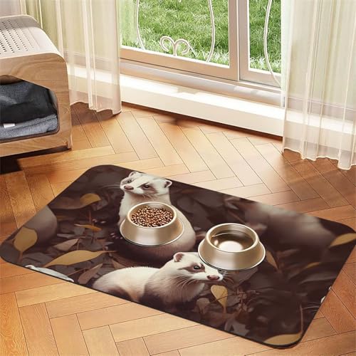 Hairy Frettchen Hundefuttermatten für Böden, rutschfest, super saugfähig, für Futter und Wasser, niedlich, Gummi, schnell trocknend, für Hunde, Welpen, Katzen, 40,6 x 61 cm Hairy Frettchen Hundefuttermatten für Böden, rutschfest, super saugfähig, für Futter und Wasser, niedlich, Gummi, schnell trocknend, für Hunde, Welpen, Katzen, 40,6 x 61 cm von STVYUKL