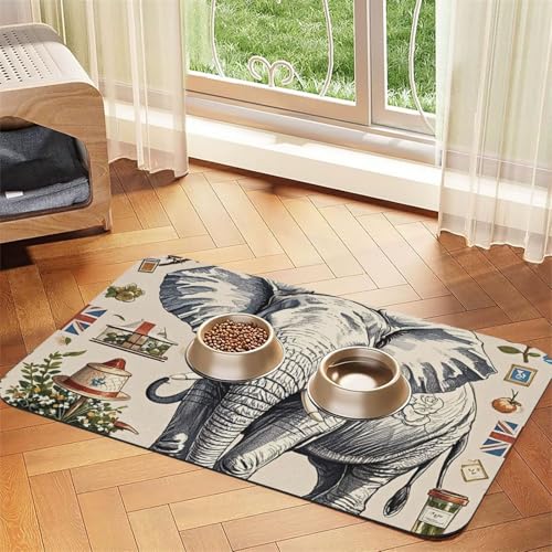 Handgezeichnete Elefanten-Hundefuttermatten für Böden, rutschfest, super saugfähig, für Futter und Wasser, niedlich, Gummi, schnell trocknend, für Hunde, Welpen, Katzen, 40,6 x 61 cm Handgezeichnete Elefanten-Hundefuttermatten für Böden, rutschfest, super saugfähig, für Futter und Wasser, niedlich, Gummi, schnell trocknend, für Hunde, Welpen, Katzen, 40,6 x 61 cm von STVYUKL