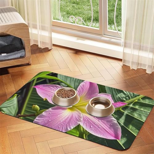 Hawaii Hundefuttermatten mit tropischer Blume, für Böden, 40,6 x 61 cm, rutschfest, super saugfähig, spülmaschinenfest, Hundematte für Futter und Wasser, niedlich, Gummi, schnell trocknend Hawaii Hundefuttermatten mit tropischer Blume, für Böden, 40,6 x 61 cm, rutschfest, super saugfähig, spülmaschinenfest, Hundematte für Futter und Wasser, niedlich, Gummi, schnell trocknend von STVYUKL
