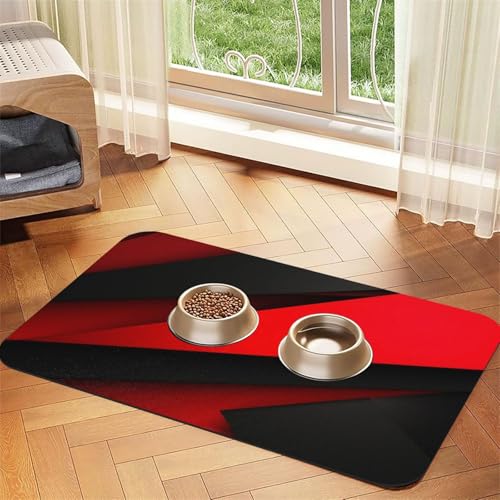 Hundefuttermatten für Böden, 30,5 x 45,7 cm, rutschfest, super saugfähig, Geschirrspüler-Hundematte für Futter und Wasser, niedlich, schnell trocknend, für Hunde, Welpen, Katzen, Rot / Schwarz Hundefuttermatten für Böden, 30,5 x 45,7 cm, rutschfest, super saugfähig, Geschirrspüler-Hundematte für Futter und Wasser, niedlich, schnell trocknend, für Hunde, Welpen, Katzen, Rot / Schwarz von STVYUKL